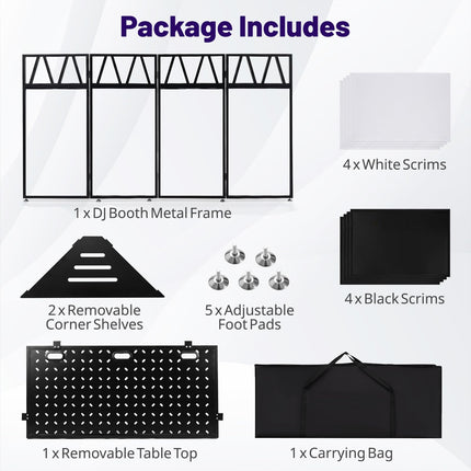 Goplus Portable DJ Booth with Scrims & Carrying Bag for Events Parties Weddings