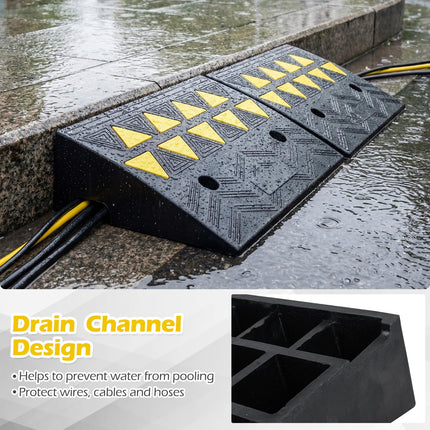 Goplus 2 Pcs Heavy-Duty Rubber Curb Ramp 15 Ton Load Capacity 5" Rise