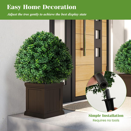 Goplus 28 Inches Artificial Boxwood Topiary Ball Tree Faux Bushes with Ground Spike