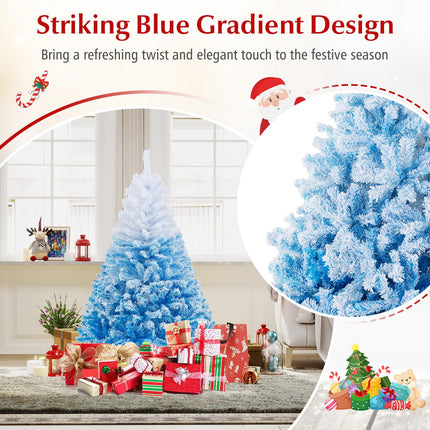 Goplus Artificial Unlit Hinged Xmas Full Tree with Lush Branch Tips Snow Flocked Christmas Tree