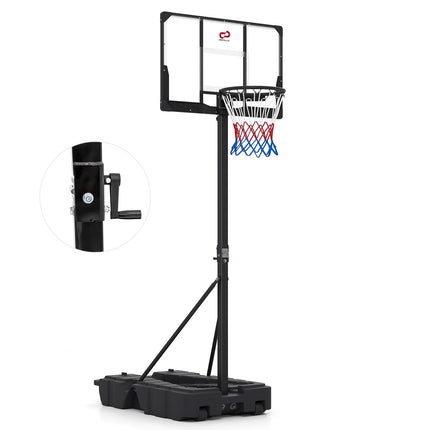 Goplus Foldable Basketball Hoop, 10 FT Stepless Adjustable Basketball Goal System w/Fillable Base