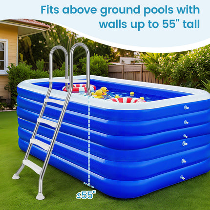 Goplus 4-Step Steel Frame Above Ground Swimming Pool Ladder for 55" Pool Wall Heights