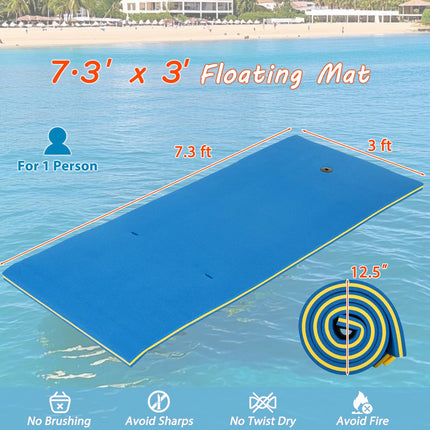 Goplus 87" x 36" Floating Water Mat Pad Pad with Rolling Pillow Design