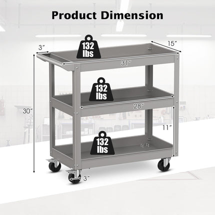 Goplus 3-Layer Service Utility Cart, Heavy Duty Unity Cart with Flat Handle
