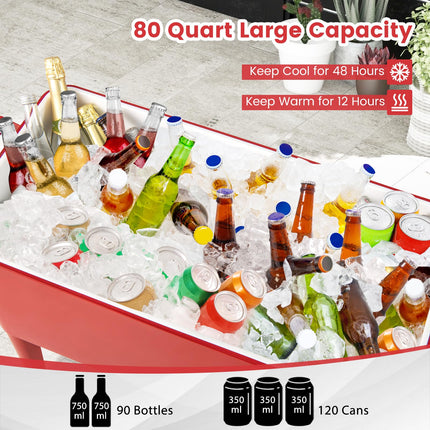 Goplus 80-Quart Outdoor Cooler Cart with Wheels for Patio Backyard