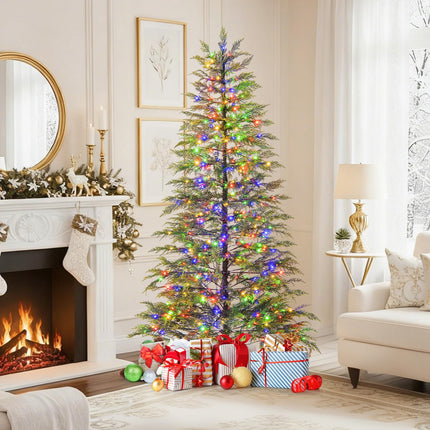 Goplus 6.5FT / 7.5FT Pre-Lit Artificial Christmas Tree | Hinged Sparse Xmas Fir Tree