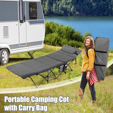 Goplus Camping Cot, Folding Camping Cot with Mattress, Pillow - GoplusUS