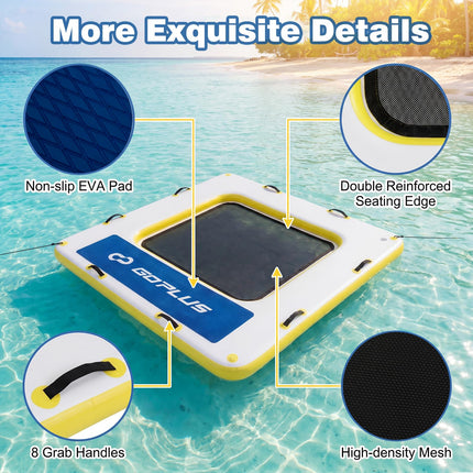 Goplus 8FT x 8FT x 6 Inch Inflatable Floating Dock w/Mesh Swim Area & Non-Slip Pad