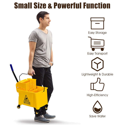 GOPLUS Commercial Mop Bucket with Wringer, Household Portable Mop Bucket, Ideal for Household and Public Places Floor - GoplusUS