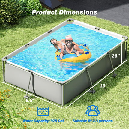 Goplus 10' x 6.8' Rectangle Above Ground Swimming Pool (978 Gal Grey)