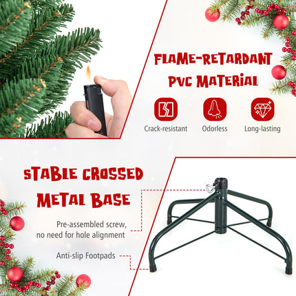 Goplus Pre-Lit Pencil Christmas Tree with Memory Wire Branch Tips & Warm White LED Lights