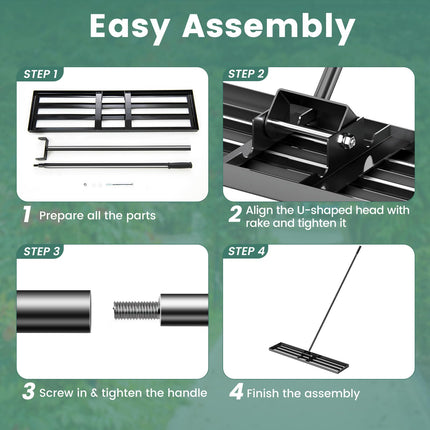 Goplus 46" x 10" Heavy Duty Level Lawn Tool w/ Ergonomic Handle for Soil