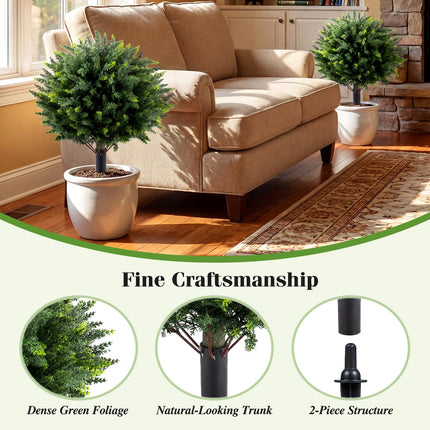 Goplus 27.5" Artificial Cypress Topiary Trees Set of 2 Faux Topiary Bushes Shrubs