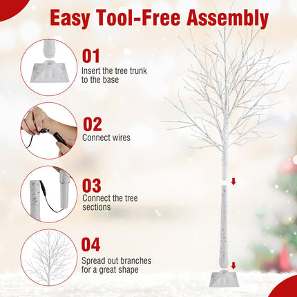 Goplus 4/5/6 FT Pre-Lit Artificial Trees with 216 Warm White LEDs ( Set of 3 )