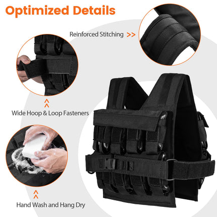 Goplus 44lbs Adjustable Weighted Vest for Men Women with 20 Removable Metal-Sand Weights