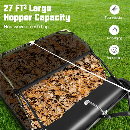 Goplus Lawn Sweeper Tow Behind with Large-Capacity Hopper Bag
