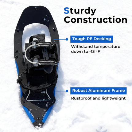 Goplus 21 Inche Light Weight Aluminum Terrain Snowshoes with Anti-Shock Trekking Poles and Carrying Tote Bag