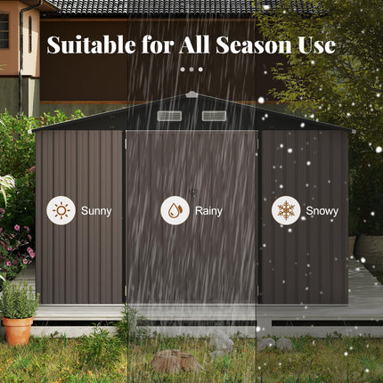 Goplus 10 x 14 FT Outdoor Storage Shed with Improved Windproof Metal Structure