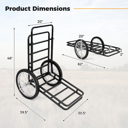 Goplus 550 LBS Double-Layer Deer Cart with 20 Inch Rubber Wheels