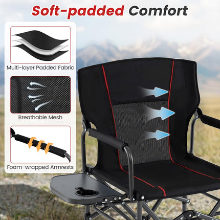 Goplus Heavy-Duty Folding Padded Director Chair with Side Table & Cup Holder