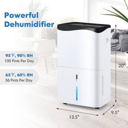 100 Pint Dehumidifier Rooms up to 5500 Sq. Ft with Smart App & Alexa Voice Control