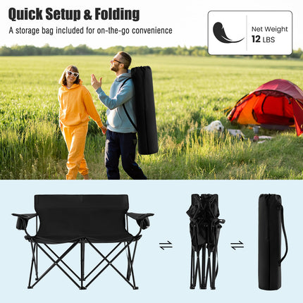 Goplus 2-Person Oversized Double Camping Chair with Armrests & Cup Holders
