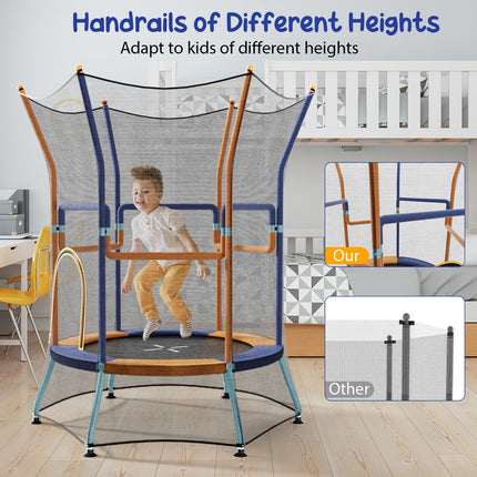 Goplus Kids Trampoline for Toddlers, ASTM Approved Mini Trampoline w/Heightened Safety Enclosure Net
