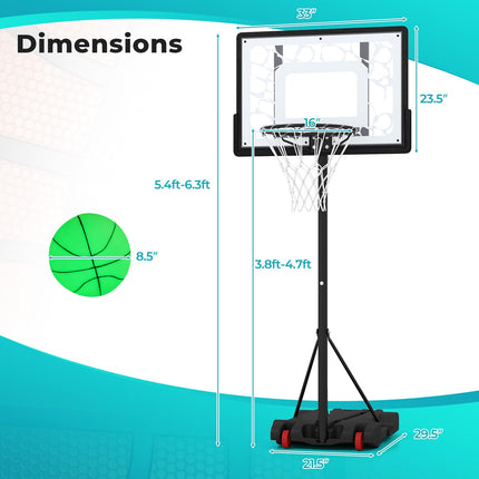 Goplus 8-Height Adjustable Pool Basketball Hoop with LED Rim PC Backboard & Basketball