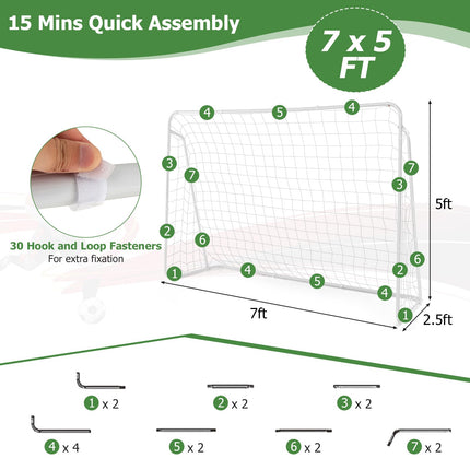 Goplus Soccer Goal, 7FT x 5FT Soccer Net for Backyard with Metal Frame