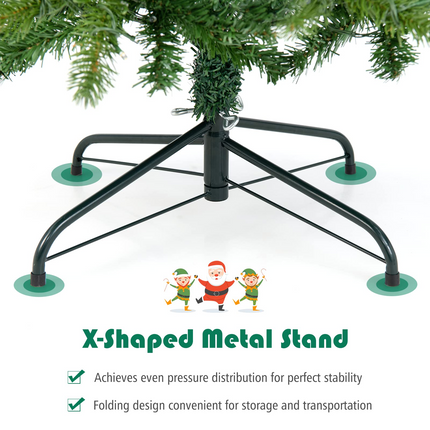 Goplus 6ft / 7ft Pre-Lit Pencil Christmas Tree, Hinged Artificial Slim Tree with 648 PVC PE Branch Tips - GoplusUS