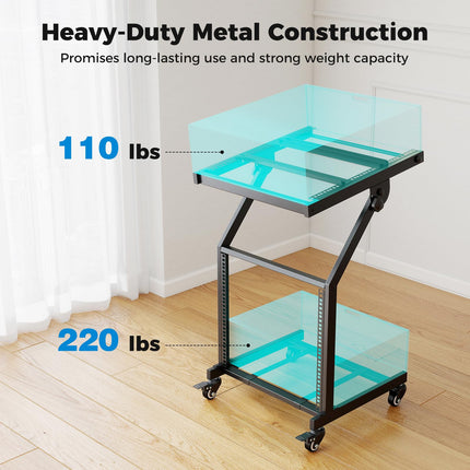 Goplus Adjustable Rack Mount Rolling Stage Cart with Lockable Wheels