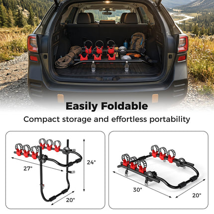 Goplus 3-Bike Trunk Mount Bike Rack Foldable Carbon Steel Bicycle Carrier for Hatchback