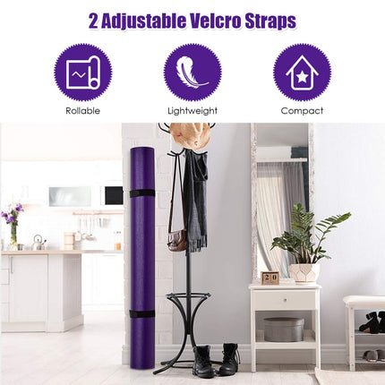 Large Yoga Mat, 7' x 5' x 8mm and 6' x 4' x 8mm with Straps - GoplusUS