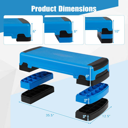 Goplus 35.5" Aerobic Step Platform w/4 Risers | 3-Level Adjustable Exercise Stepper