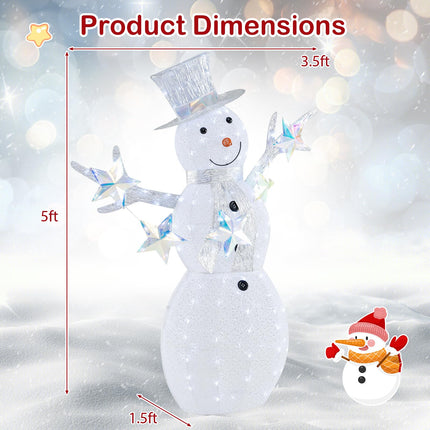 Goplus 5 FT Lighted Snowman Pre-Lit Xmas Snowman with 140 Built-in LED Light