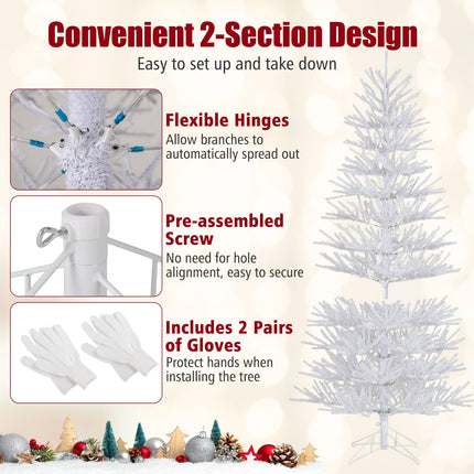 Goplus 7ft Pre-Lit Artificial Christmas Tree with 923 Multicolored LED RGB Lights & Remote