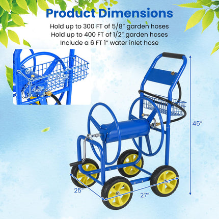 Goplus 300 FT of 5/8" Large Capacity Garden Hose Reel Cart Outdoor Planting Tool