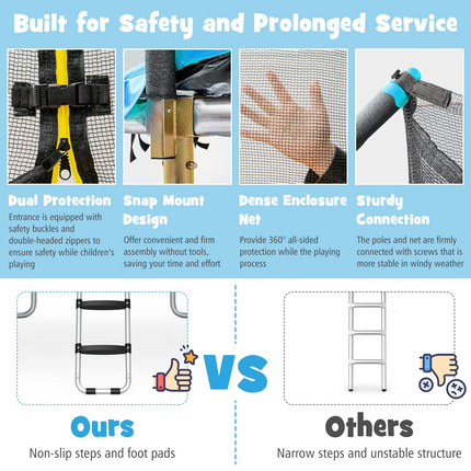 Goplus 8FT x 14FT Rectangular Trampoline, 440LBS Bearing Recreational Trampolines w/ Enclosure Net & Non-Slip Ladder - GoplusUS