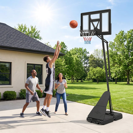 Goplus 7.7-10 FT Height Adjustable Tool-Free Basketball Goal System with 43 Inch PC Backboard