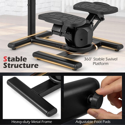 Goplus Twist Stair Stepper Workout Equipment w/Height-Adjustable Handlebar & Non-Slip Pedals