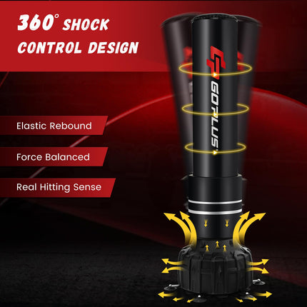 Goplus Freestanding Punching Bag, 71" Heavy Boxing Bag with 25 Suction Cups, Boxing Gloves, Filling Base