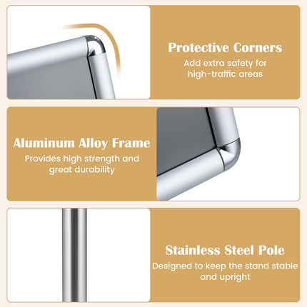 Goplus 11 x 17 Inch Sign Holder Stand with Snap-Open Frame & 360° Rotation