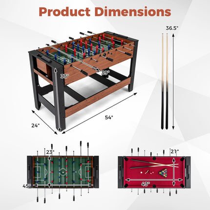 Goplus 54" Full Size Foosball & Pool Combo Table for Home Game Room Party