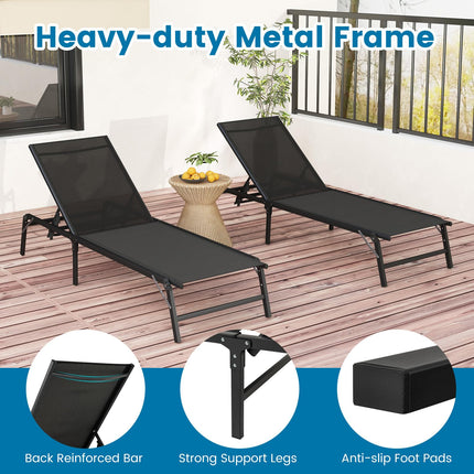 Goplus Outdoor Patio Lounge Chairs with 5-position Adjustable Backrest