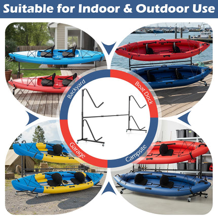 Goplus Freestanding Kayak Storage Rack for 2 Kayaks | SUP & Canoe Holder for Indoor & Outdoor