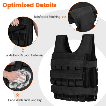 Goplus 66lbs Adjustable Weighted Vest for Men Women with 30 Removable Metal-Sand Weights