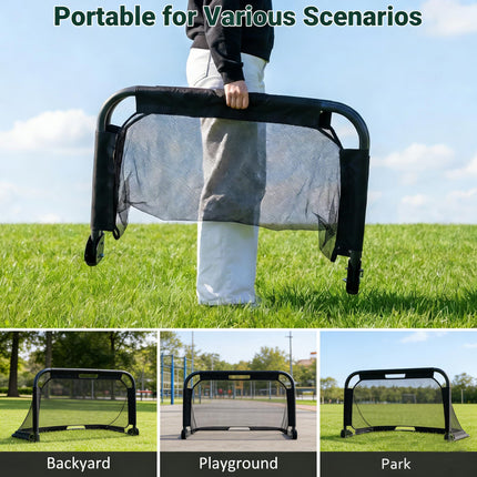 Goplus 3 x 2 FT Portable Pop-up Football Training Equipment with Net & Ground Stakes