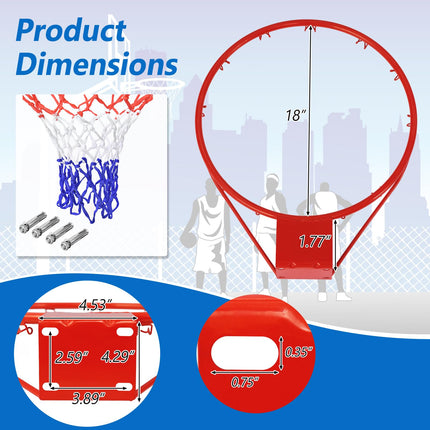 Goplus Replacement Basketball Rim Net, 18inch Portable Basketball Hoop