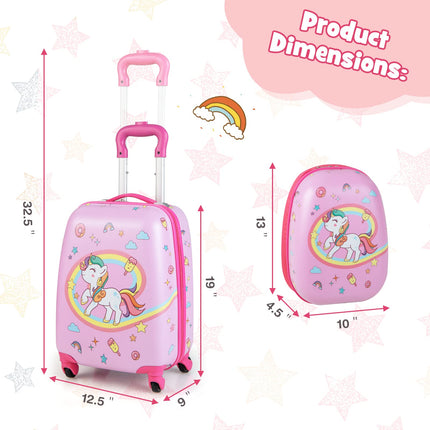 Goplus 2PC Kids Luggage, 12" & 16" Kids Carry On Luggage Set, Lightweight Spinner Suitcases for Boys and Girls - GoplusUS