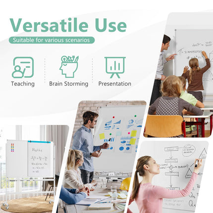 Goplus 48" x 36" Double-Sided Magnetic Dry Erase Board with Flipchart